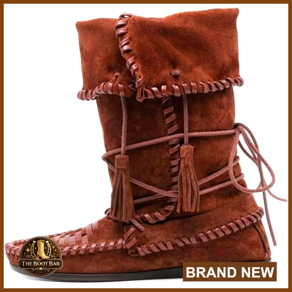 Slouchy Suede Ankle Boots With Tassels Fold Over Western Booties Lace Up